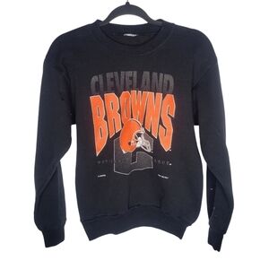 Vintage 90s Cleveland Browns NFL Graphic Crewneck Sweatshirt in Black Orange
